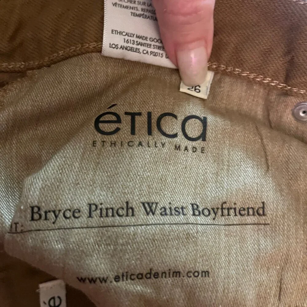 ÉTICA Bryce Pinch Waist Boyfriend in Tapenade NWT - Picture 9 of 12